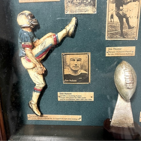 Vntg Wood Football Shadow Box Canton Bulldogs Bronko Nagurski Marion Motley - Picture 6 of 11